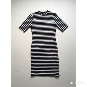 T by Alexander Wang Stripe Mockneck Dress
